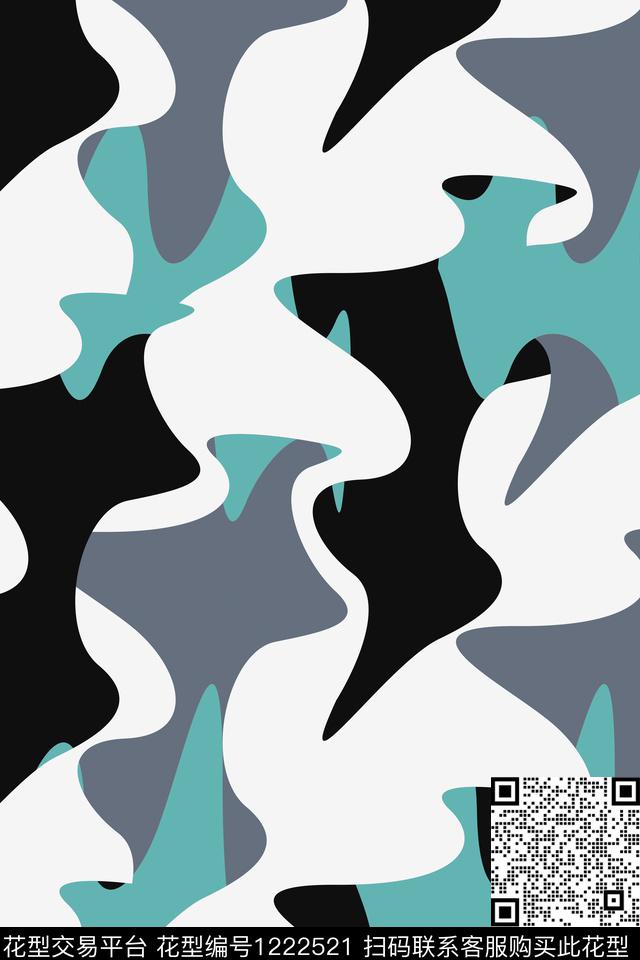 时尚抽象男装传统印花华亿平台下载（图片编号: 1222521） - 瓦栏（Walan）