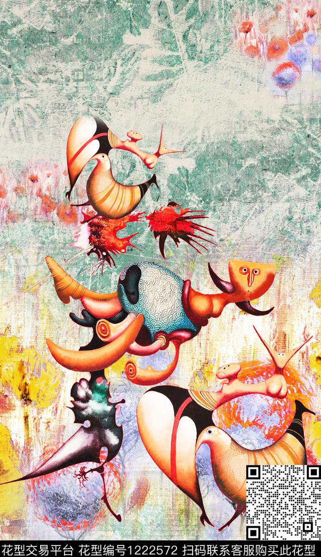 花卉定位花中老年数码印花华亿平台下载（图片编号: 1222572） - 瓦栏（Walan）