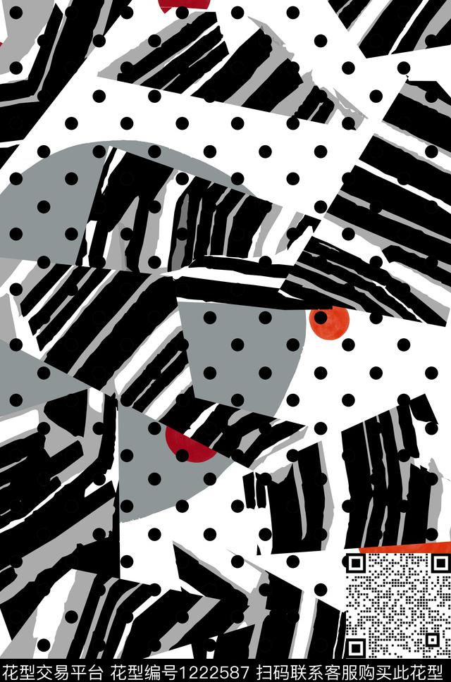 波点裁剪3D立体传统印花华亿平台下载（图片编号: 1222587） - 瓦栏（Walan）