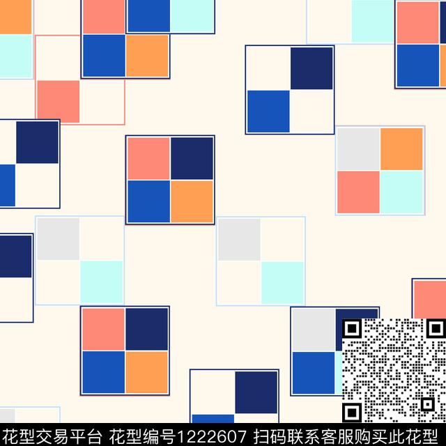 几何彩色方块卡通传统印花华亿平台下载（图片编号: 1222607） - 瓦栏（Walan）