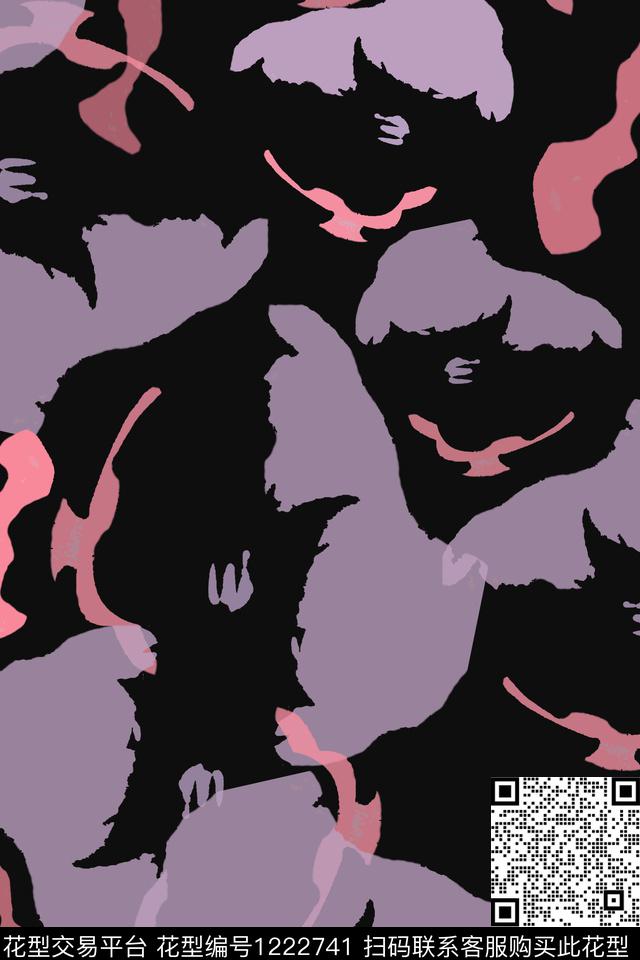 抽象花卉抽象迷彩图案传统印花华亿平台下载（图片编号: 1222741） - 瓦栏（Walan）