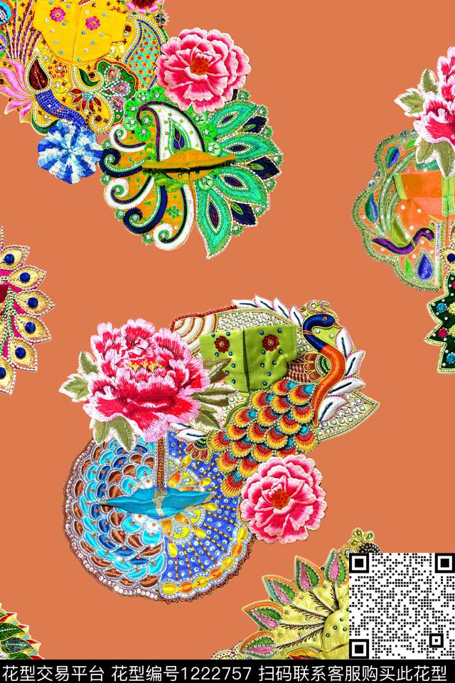 佩斯利花卉民族风数码印花华亿平台下载（图片编号: 1222757） - 瓦栏（Walan）