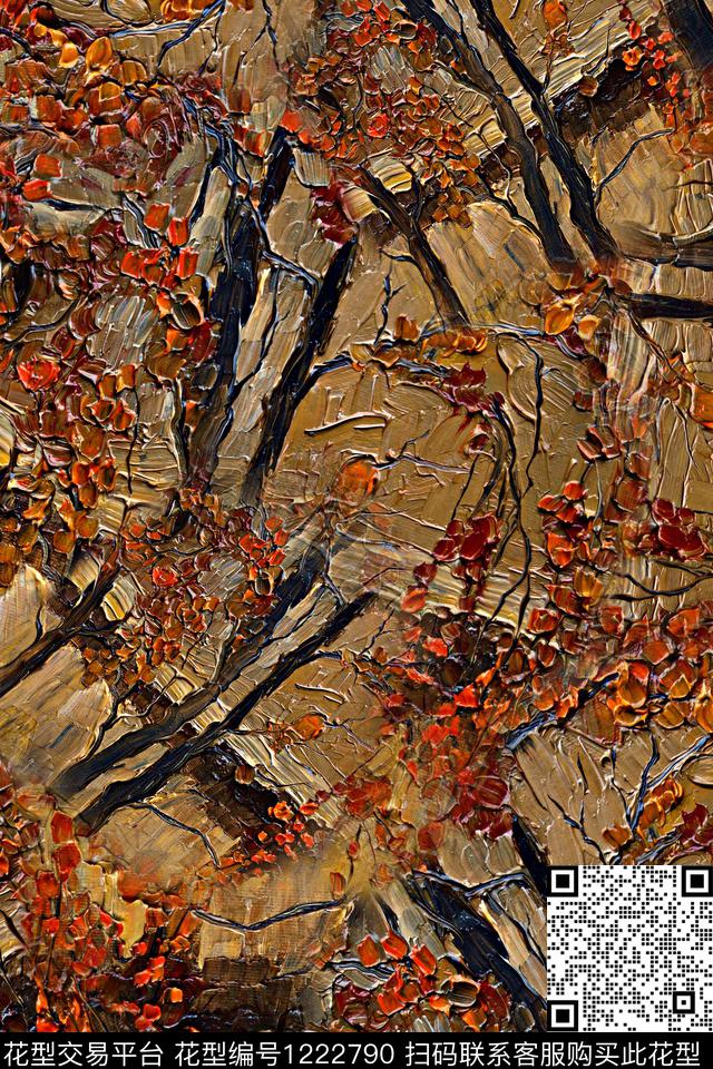 抽象肌理油画华亿平台数码印花华亿平台下载（图片编号: 1222790） - 瓦栏（Walan）