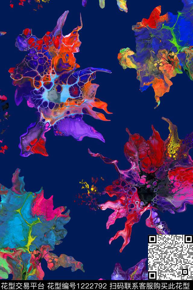抽象花卉肌理数码印花华亿平台下载（图片编号: 1222792） - 瓦栏（Walan）