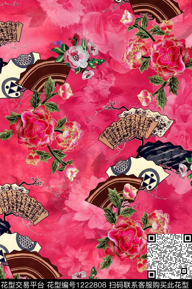 花卉民族风中国风数码印花华亿平台下载（图片编号: 1222808） - 瓦栏（Walan）