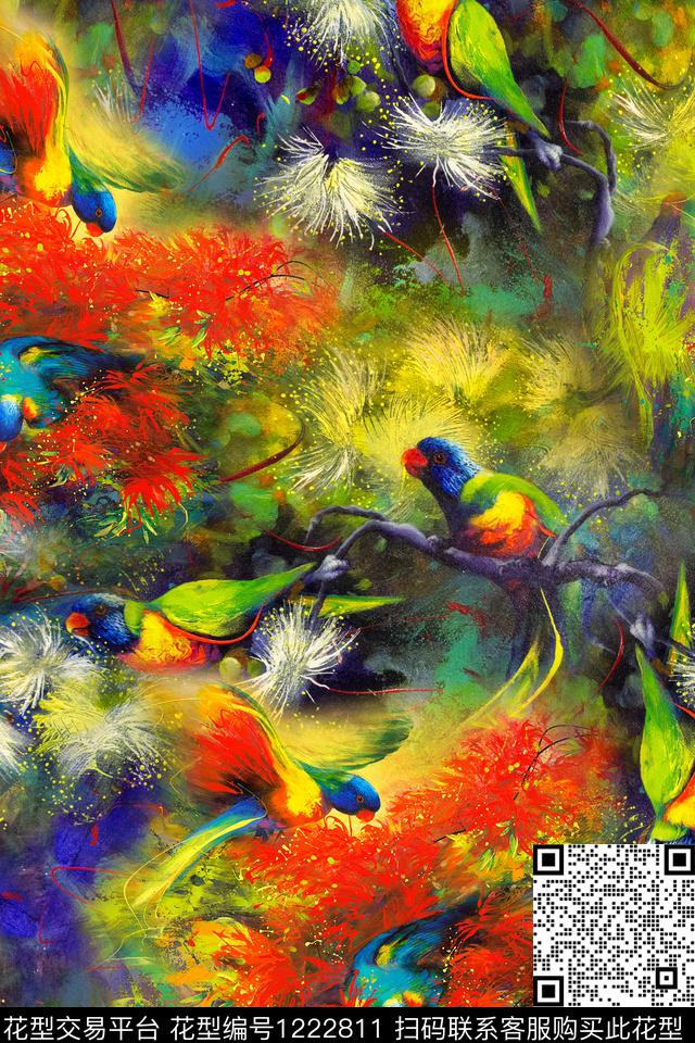 抽象花卉肌理数码印花华亿平台下载（图片编号: 1222811） - 瓦栏（Walan）