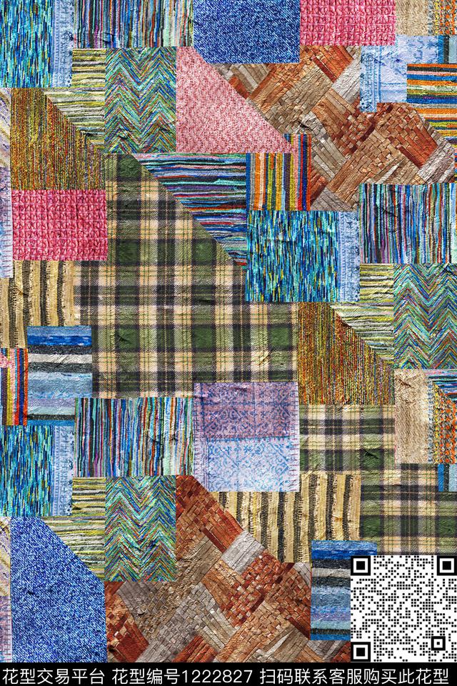 抽象格子几何数码印花华亿平台下载（图片编号: 1222827） - 瓦栏（Walan）