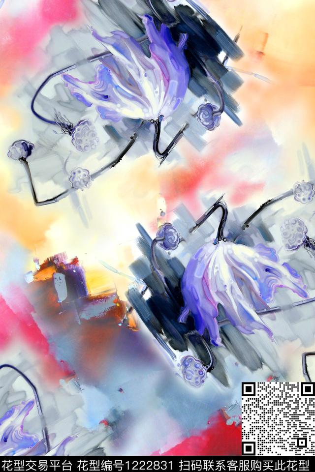 花卉油画华亿平台数码印花华亿平台下载（图片编号: 1222831） - 瓦栏（Walan）