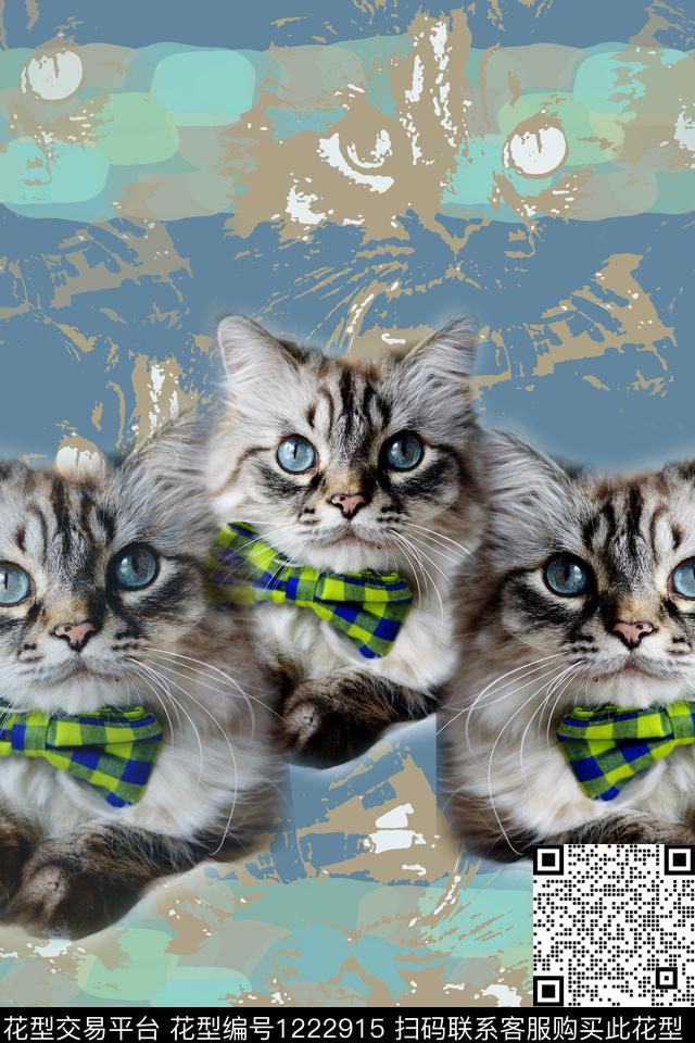 动物喵星人手绘线条笔触数码印花华亿平台下载（图片编号: 1222915） - 瓦栏（Walan）