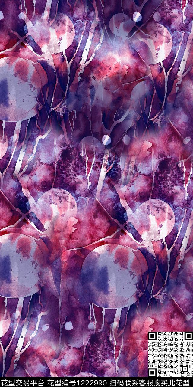 抽象花卉数码华亿平台大牌风数码印花华亿平台下载（图片编号: 1222990） - 瓦栏（Walan）