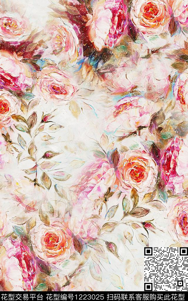 花卉手绘花卉秋冬华亿平台数码印花华亿平台下载（图片编号: 1223025） - 瓦栏（Walan）