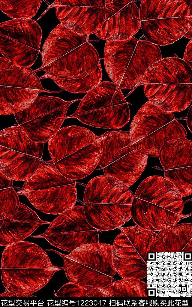 肌理手绘绿植树叶数码印花华亿平台下载（图片编号: 1223047） - 瓦栏（Walan）