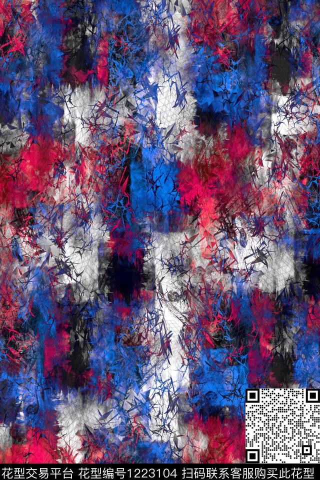 抽象男装时尚休闲数码印花华亿平台下载（图片编号: 1223104） - 瓦栏（Walan）