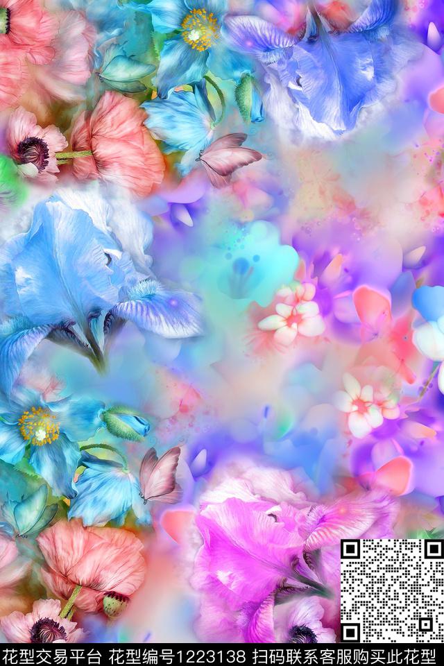 肌理时尚手绘数码印花华亿平台下载（图片编号: 1223138） - 瓦栏（Walan）