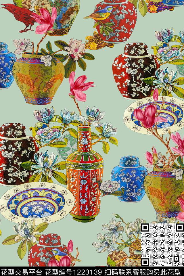 肌理时尚手绘数码印花华亿平台下载（图片编号: 1223139） - 瓦栏（Walan）