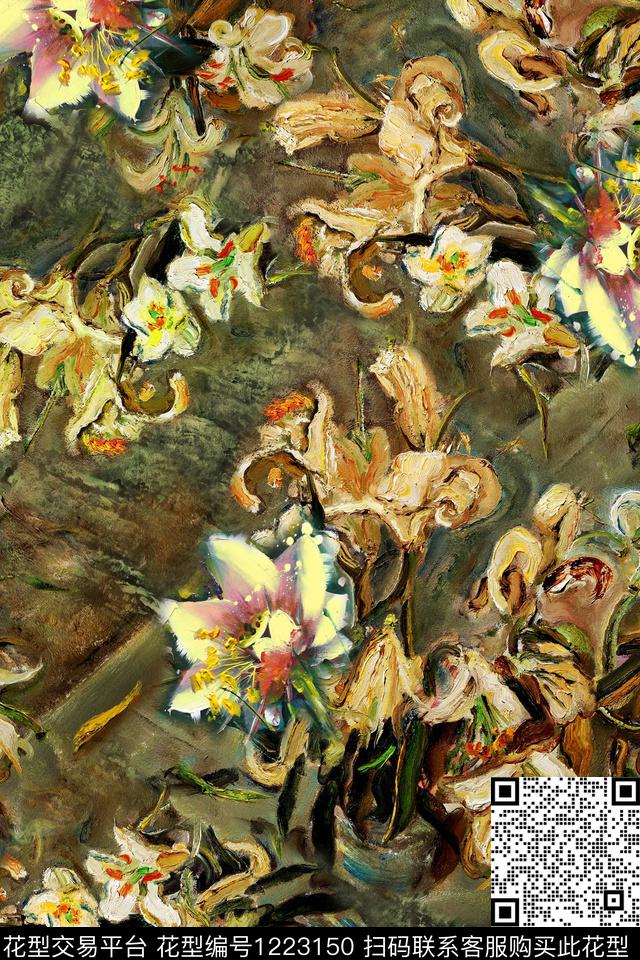 肌理时尚手绘数码印花华亿平台下载（图片编号: 1223150） - 瓦栏（Walan）