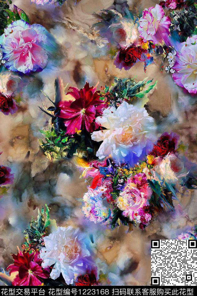 肌理时尚手绘数码印花华亿平台下载（图片编号: 1223168） - 瓦栏（Walan）