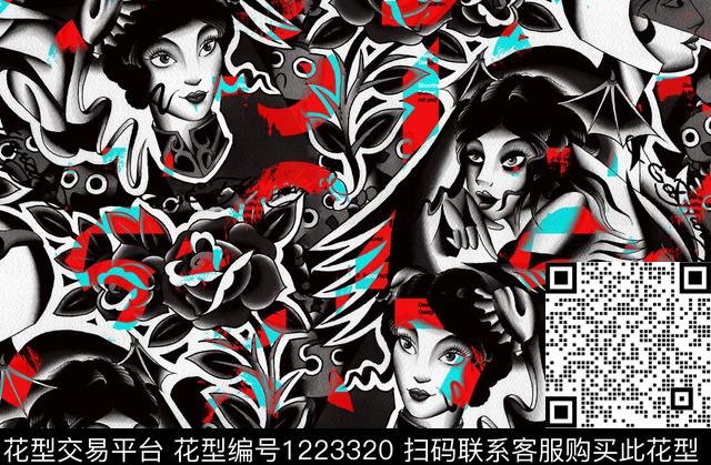 字母扎染华亿平台几何数码印花华亿平台下载（图片编号: 1223320） - 瓦栏（Walan）