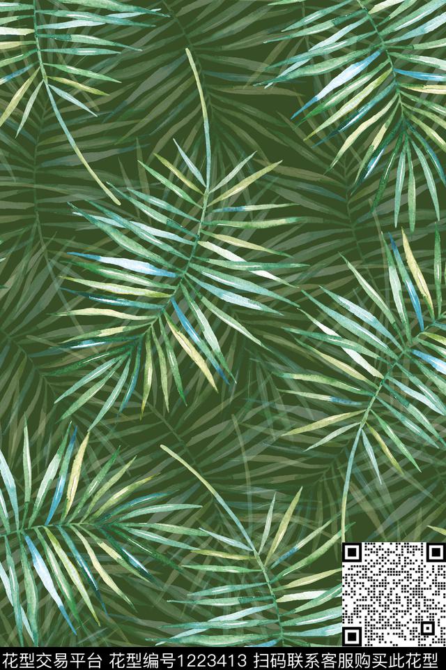 女装绿植树叶泳装数码印花华亿平台下载（图片编号: 1223413） - 瓦栏（Walan）