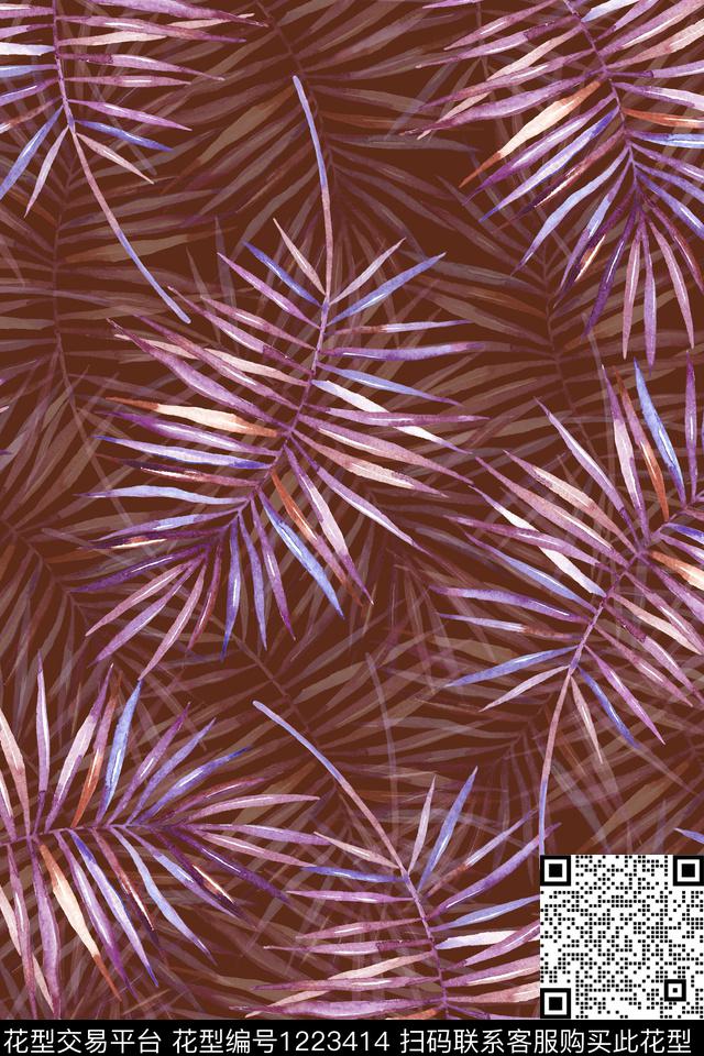 女装绿植树叶泳装数码印花华亿平台下载（图片编号: 1223414） - 瓦栏（Walan）