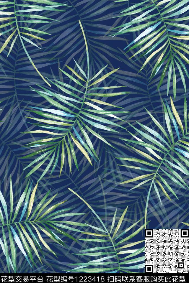 女装绿植树叶泳装数码印花华亿平台下载（图片编号: 1223418） - 瓦栏（Walan）