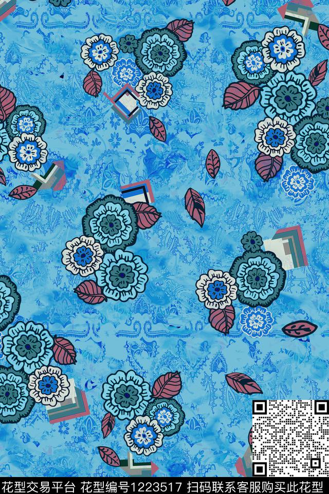 花卉中老年花底数码印花华亿平台下载（图片编号: 1223517） - 瓦栏（Walan）