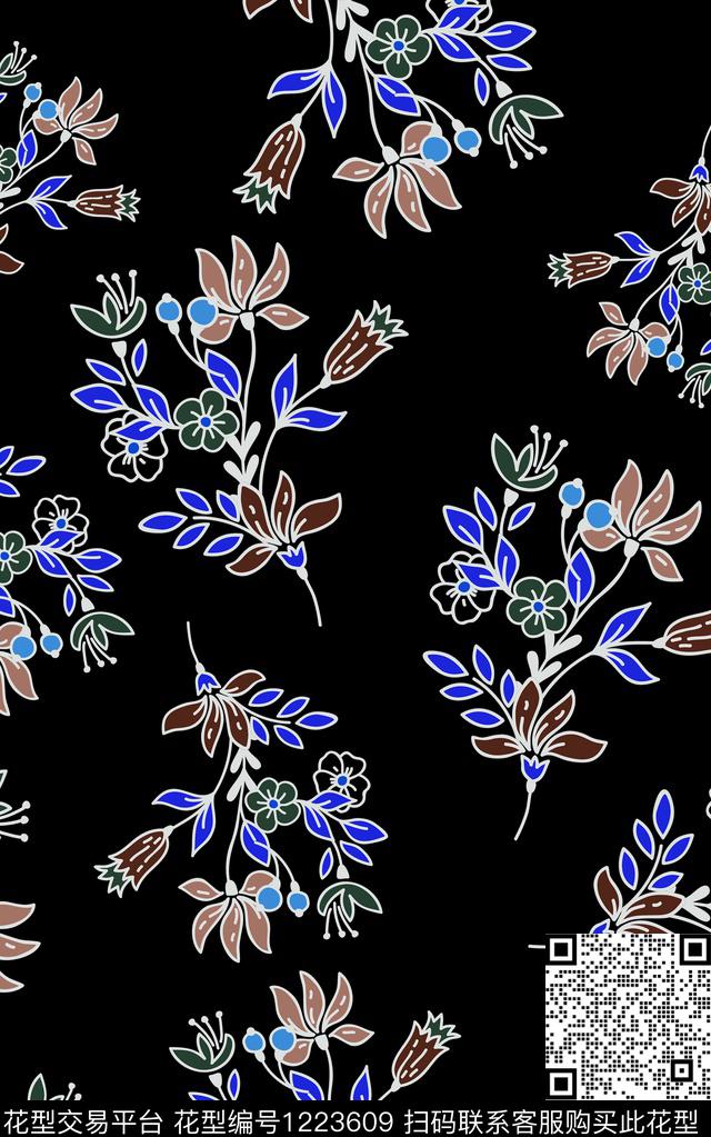 手绘大花花卉中老年数码印花华亿平台下载（图片编号: 1223609） - 瓦栏（Walan）