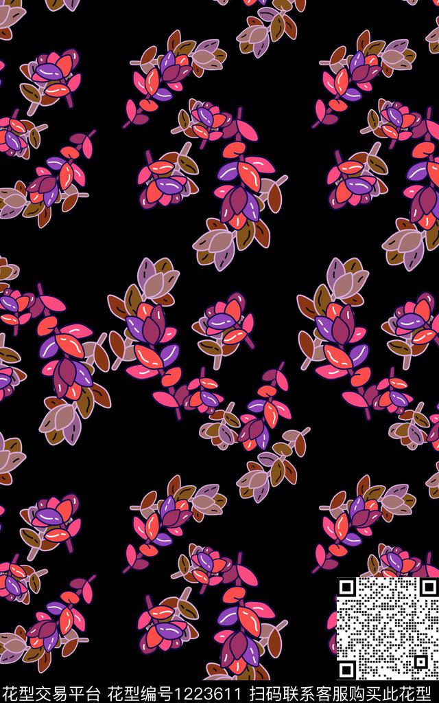 手绘大花花卉中老年数码印花华亿平台下载（图片编号: 1223611） - 瓦栏（Walan）