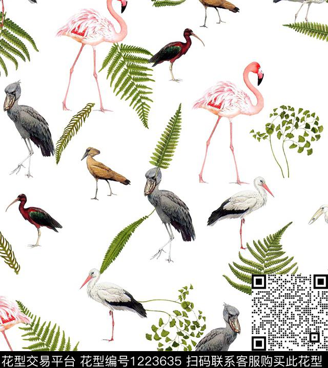 火烈鸟小碎花马蹄莲数码印花华亿平台下载（图片编号: 1223635） - 瓦栏（Walan）