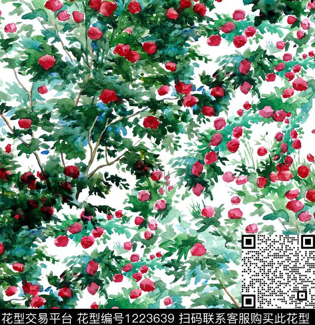 手绘玫瑰手绘花卉三色堇数码印花华亿平台下载（图片编号: 1223639） - 瓦栏（Walan）