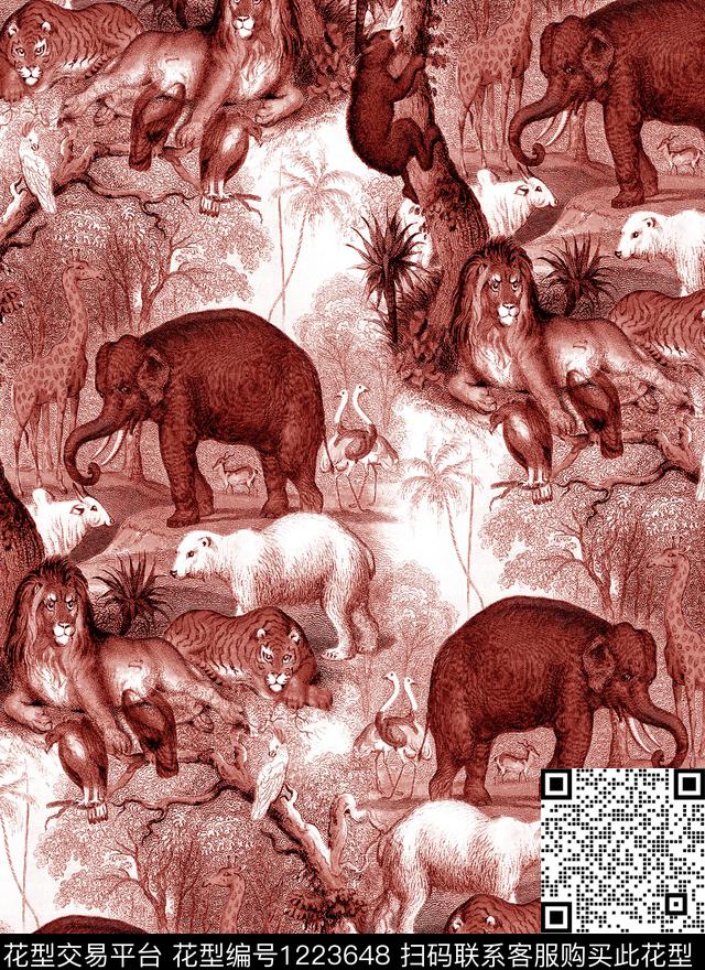 老虎狮子大象数码印花华亿平台下载（图片编号: 1223648） - 瓦栏（Walan）