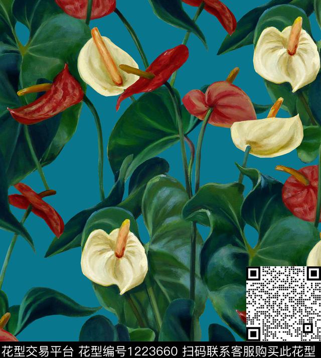 马蹄莲数码印花华亿平台下载（图片编号: 1223660） - 瓦栏（Walan）