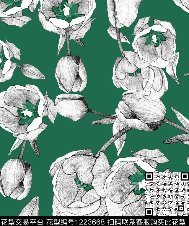 郁金香数码印花华亿平台下载（图片编号: 1223668） - 瓦栏（Walan）