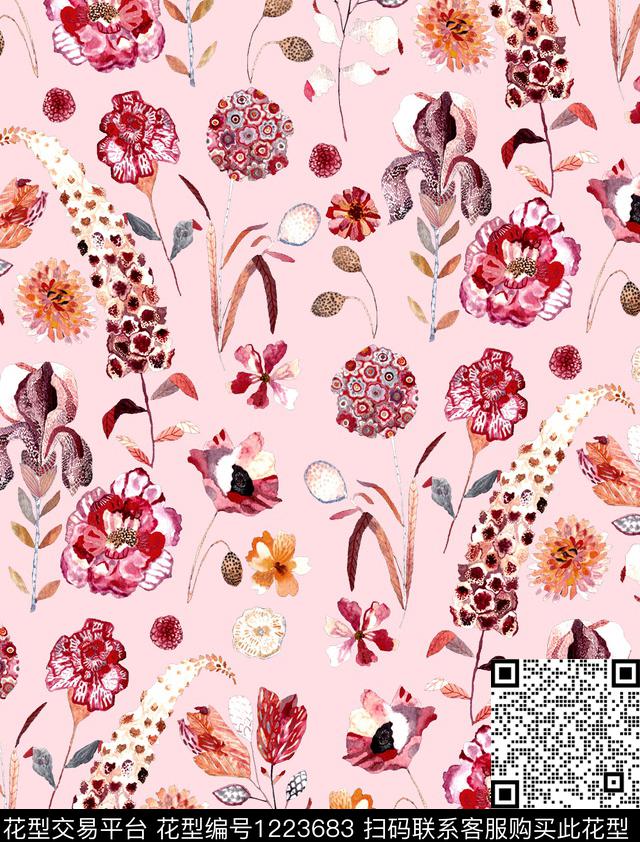 小碎花玫瑰花small数码印花华亿平台下载（图片编号: 1223683） - 瓦栏（Walan）