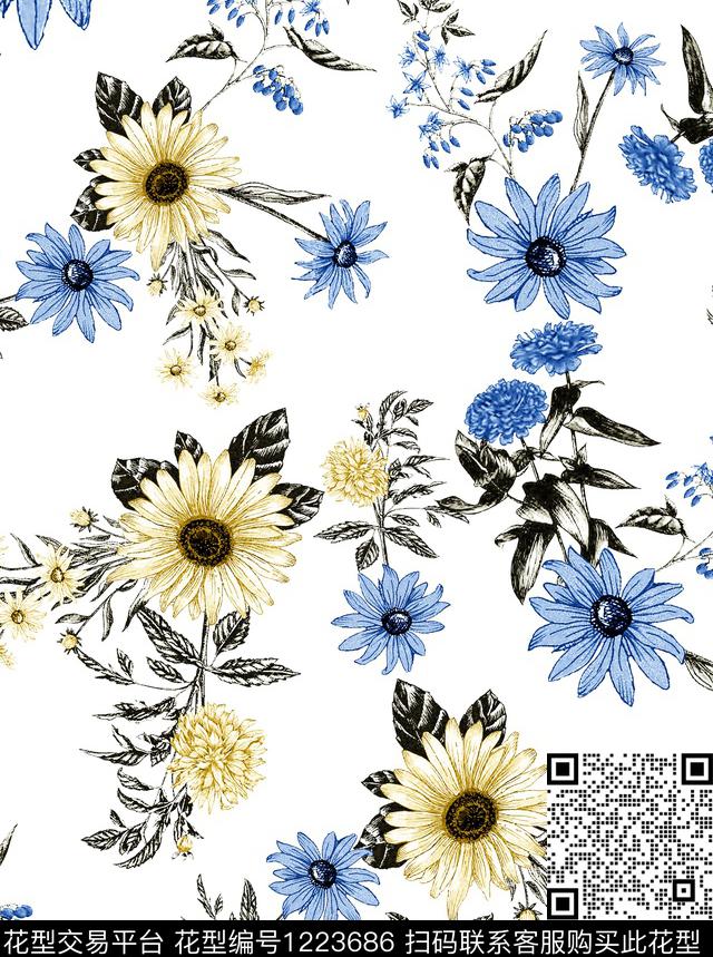 小碎花玫瑰花small数码印花华亿平台下载（图片编号: 1223686） - 瓦栏（Walan）