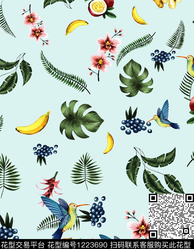 小碎花玫瑰花small数码印花华亿平台下载（图片编号: 1223690） - 瓦栏（Walan）