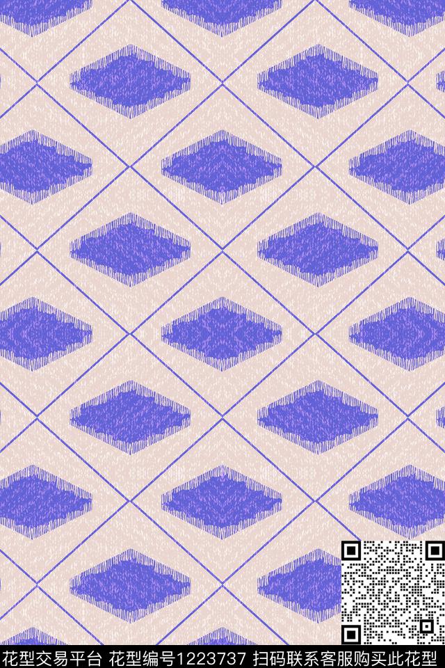 抽象男装几何蓝色传统印花华亿平台下载（图片编号: 1223737） - 瓦栏（Walan）