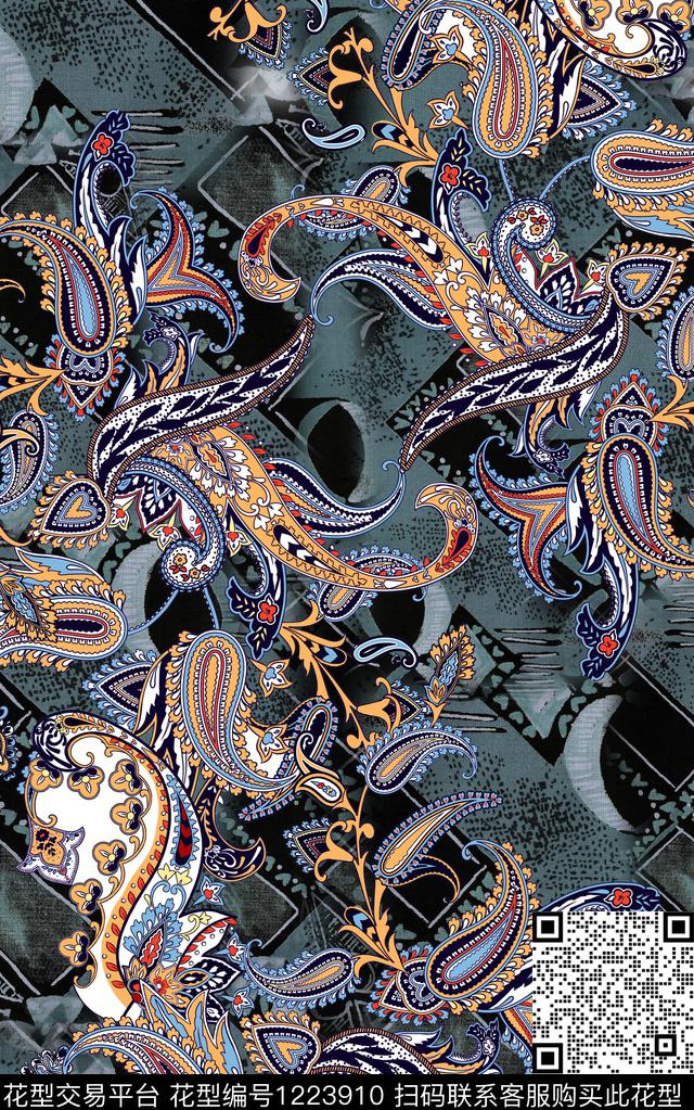 佩斯利中老年民族风数码印花华亿平台下载（图片编号: 1223910） - 瓦栏（Walan）