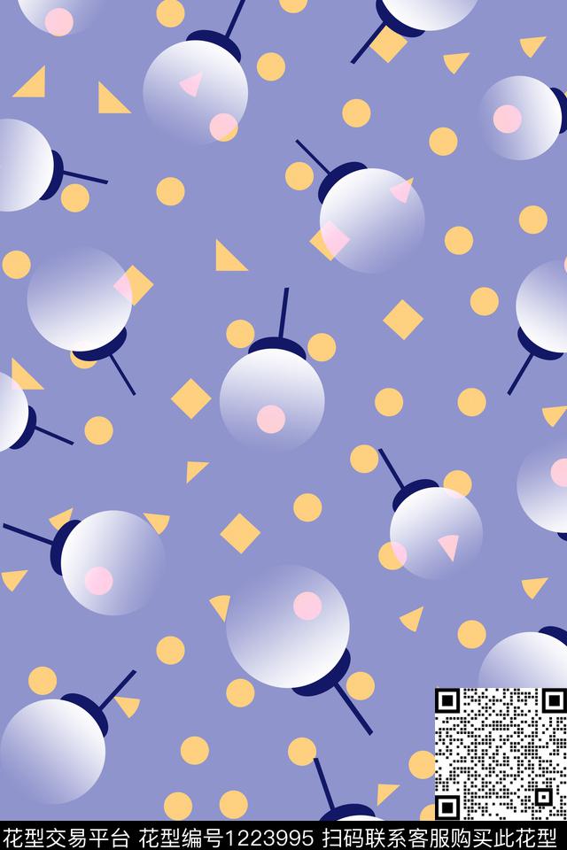 几何时尚紫色数码印花华亿平台下载（图片编号: 1223995） - 瓦栏（Walan）