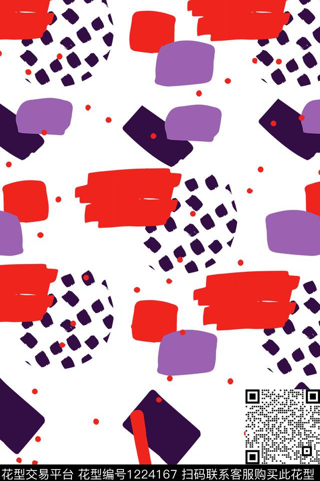 几何不规则图形春夏华亿平台传统印花华亿平台下载（图片编号: 1224167） - 瓦栏（Walan）