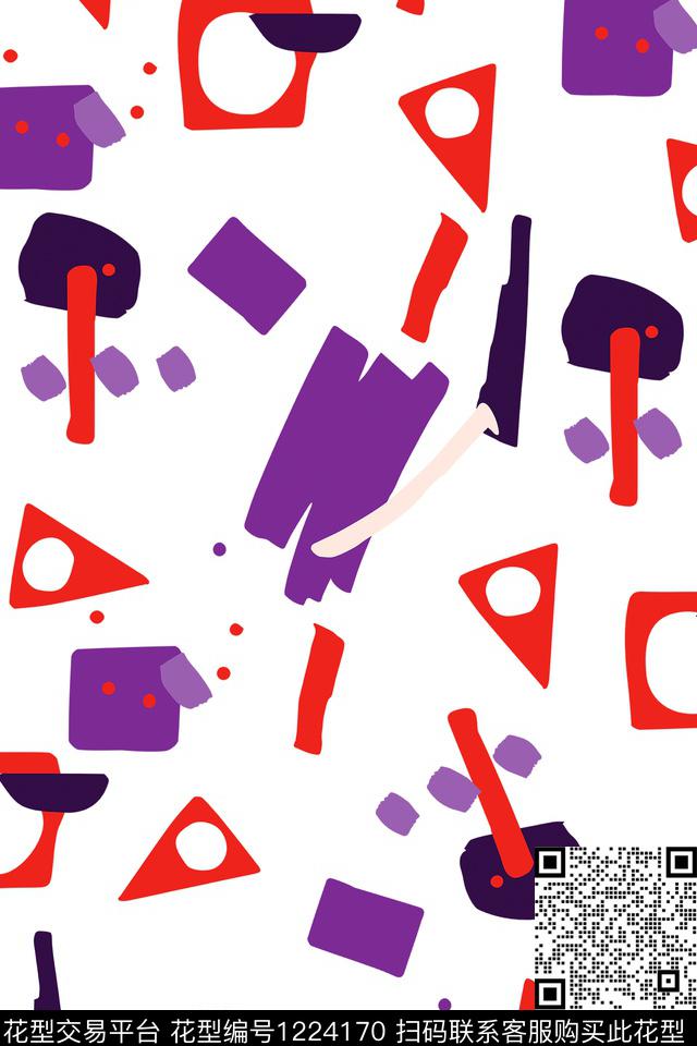 圆形几何波点传统印花华亿平台下载（图片编号: 1224170） - 瓦栏（Walan）