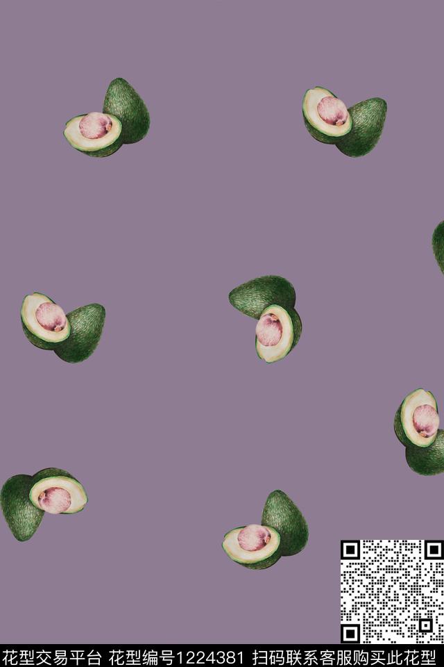 休闲创意牛油果数码印花华亿平台下载（图片编号: 1224381） - 瓦栏（Walan）