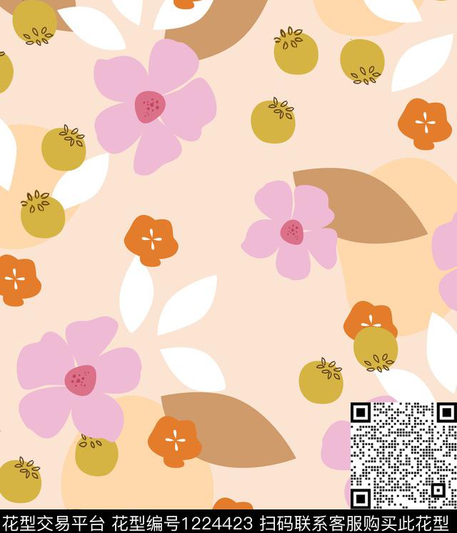 少女水果卡通传统印花华亿平台下载（图片编号: 1224423） - 瓦栏（Walan）