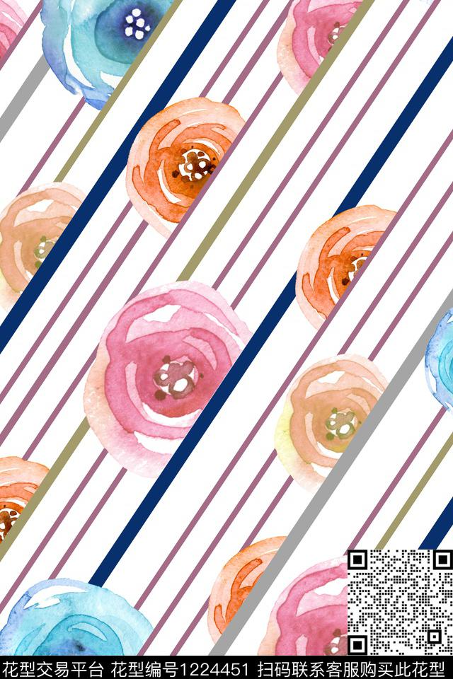 大花女装花卉数码印花华亿平台下载（图片编号: 1224451） - 瓦栏（Walan）