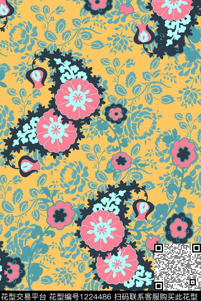 大牌风小碎花民族花卉传统印花华亿平台下载（图片编号: 1224486） - 瓦栏（Walan）