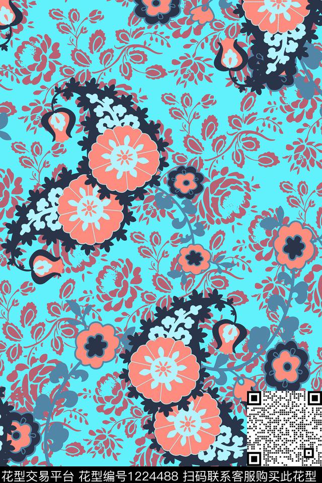 大牌风小碎花民族花卉传统印花华亿平台下载（图片编号: 1224488） - 瓦栏（Walan）
