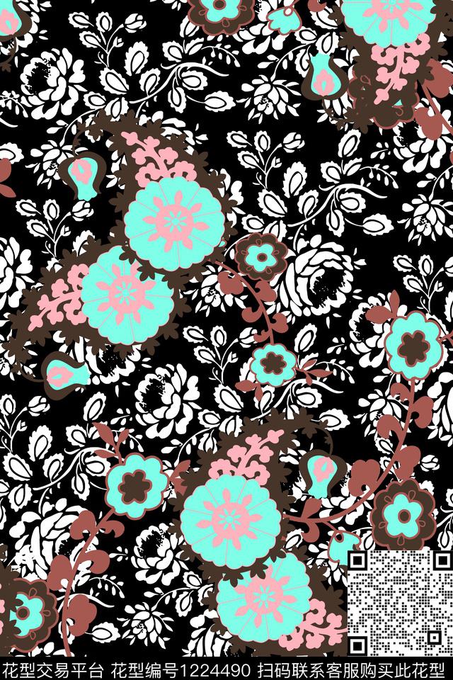大牌风小碎花民族花卉传统印花华亿平台下载（图片编号: 1224490） - 瓦栏（Walan）