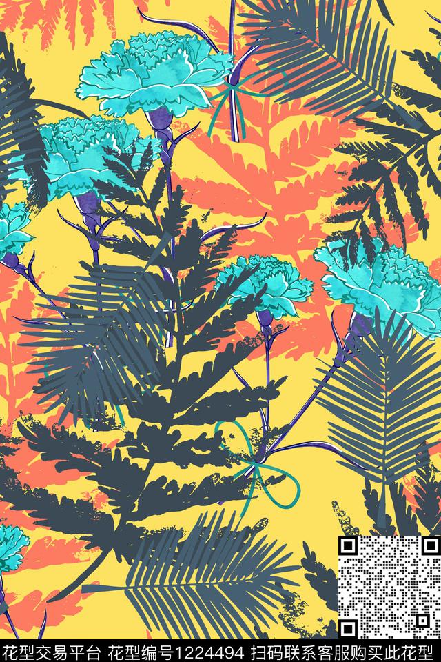 花卉大牌风热带华亿平台传统印花华亿平台下载（图片编号: 1224494） - 瓦栏（Walan）