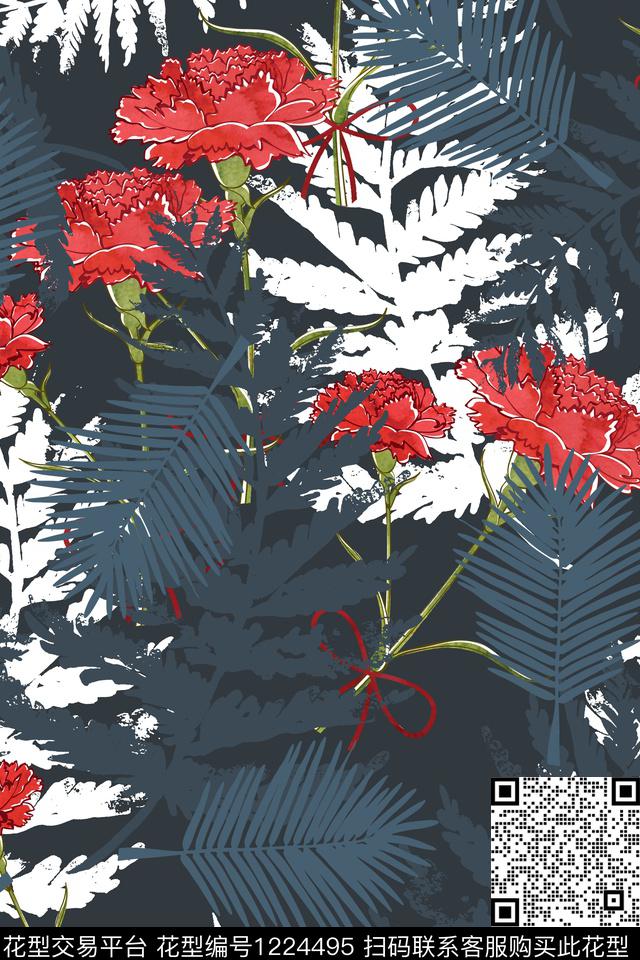 花卉大牌风热带华亿平台数码印花华亿平台下载（图片编号: 1224495） - 瓦栏（Walan）