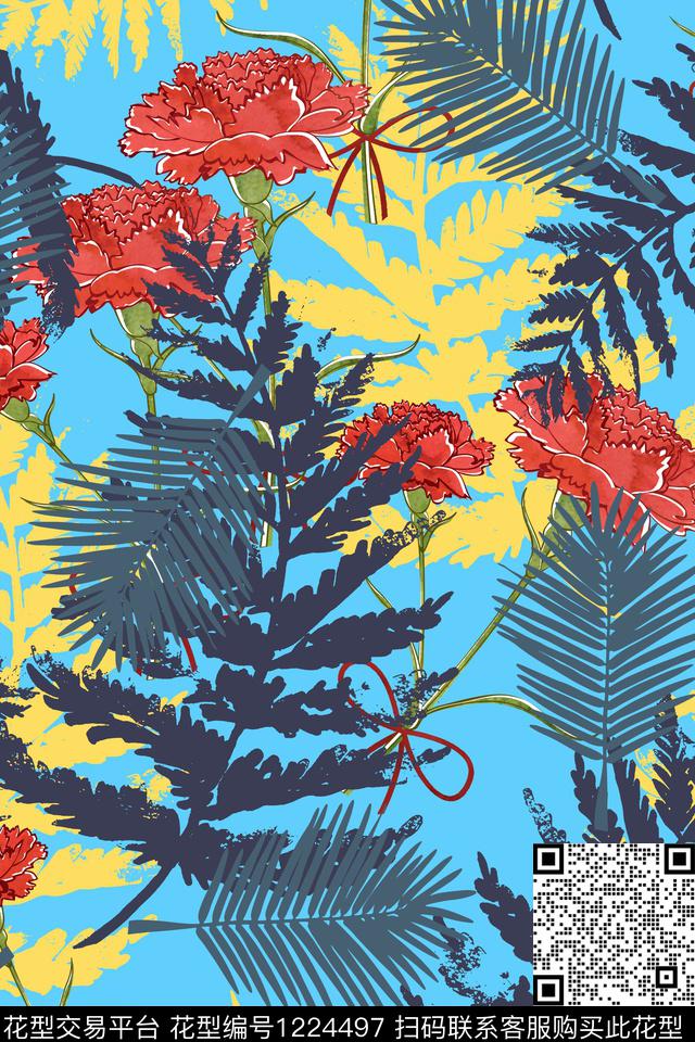 花卉大牌风热带华亿平台传统印花华亿平台下载（图片编号: 1224497） - 瓦栏（Walan）